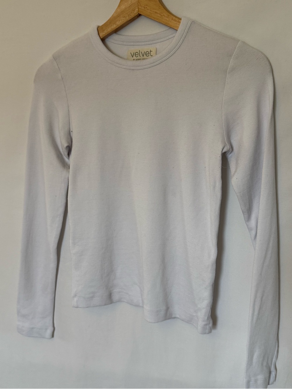 Velvet by Jenny Graham White Long-Sleeve Ribbed Top size XS